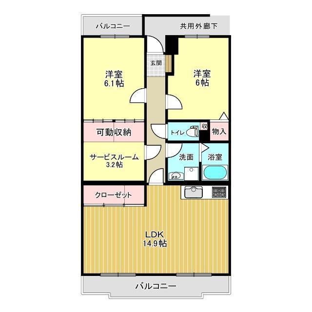 グリーングラスS(2LDK/1階)の間取り写真