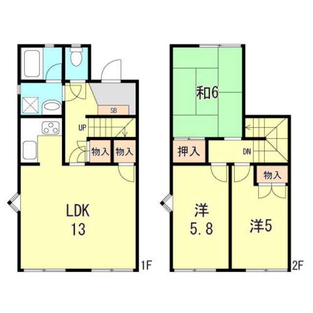 タウンハウス北別府(3LDK/1階)の間取り写真