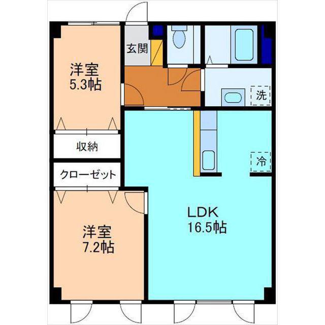 シャンパーニュ高尾台(2LDK/2階)の間取り写真