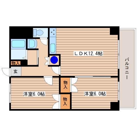 BRAXA琴似(2LDK/6階)の間取り写真