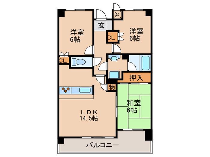 ロイヤルクローバー(3LDK/4階)の間取り写真