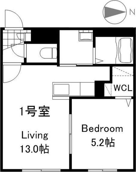 LUANA澄川(1LDK/1階)の間取り写真