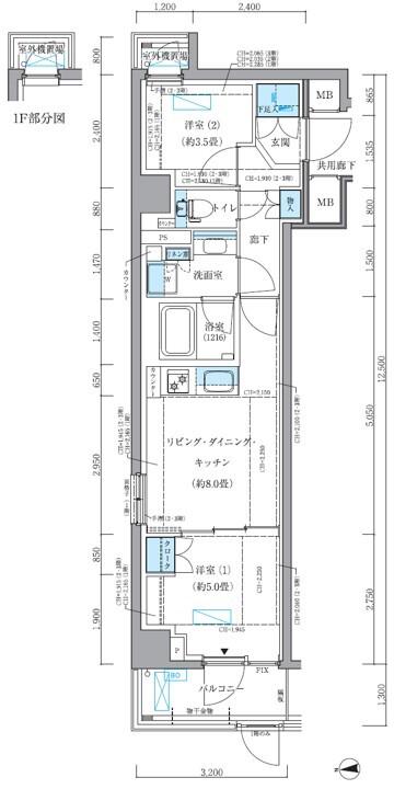 パークアクシス品川シーサイド(2LDK/1階)の間取り写真