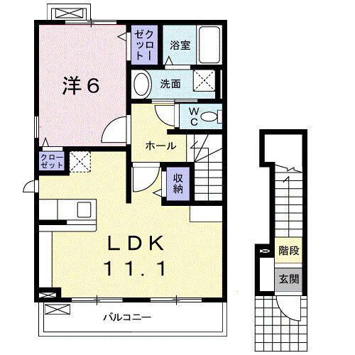 サンレジデンス(1LDK/2階)の間取り写真