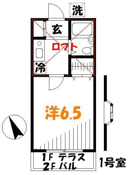 ファーム・ヒル(1K/1階)の間取り写真