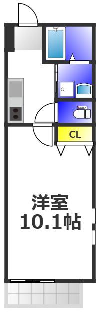 シャルム コート(1K/3階)の間取り写真