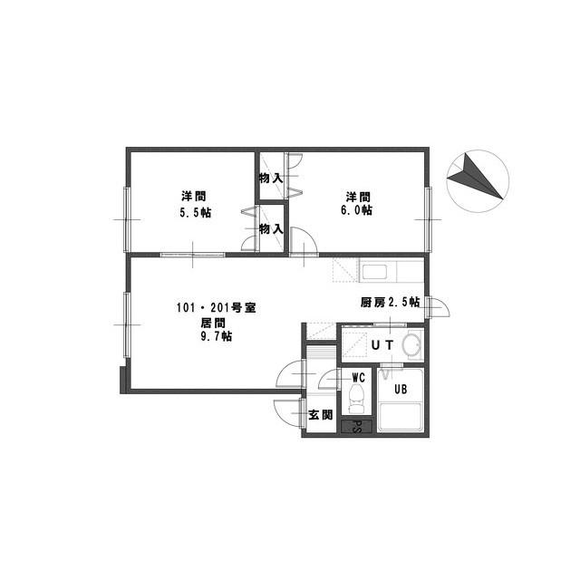 ルミエールエスト月寒(2LDK/1階)の間取り写真