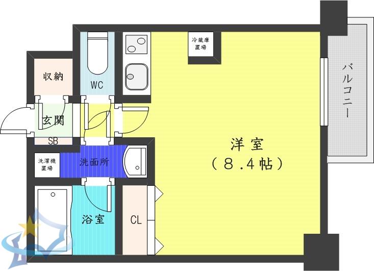 クレジデンス札幌・南4条(1K/12階)の間取り写真