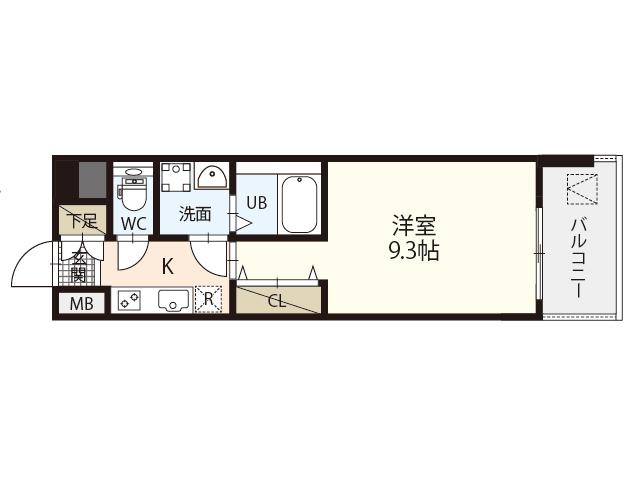 ALBERO GRANDE 城北(1K/4階)の間取り写真