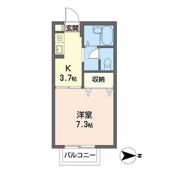 メゾン・フルールC(1K/2階)の間取り写真