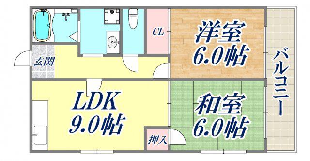 マンションOMOYA(2LDK/4階)の間取り写真