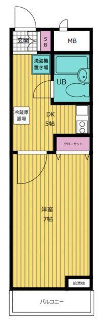 錦町チサンマンション(1DK/6階)の間取り写真
