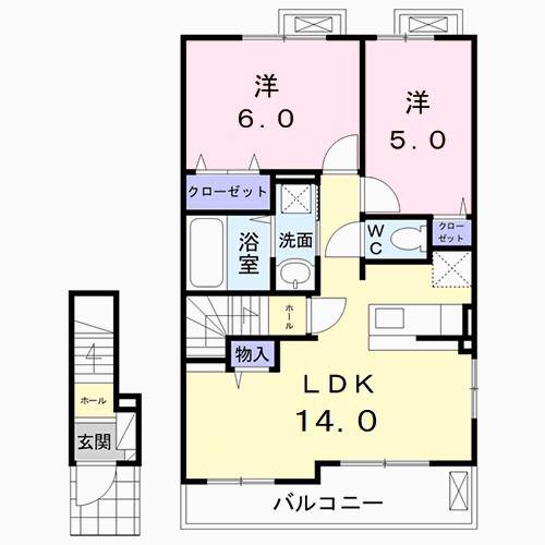 ラ フォレスタ セレーノ(2LDK/2階)の間取り写真