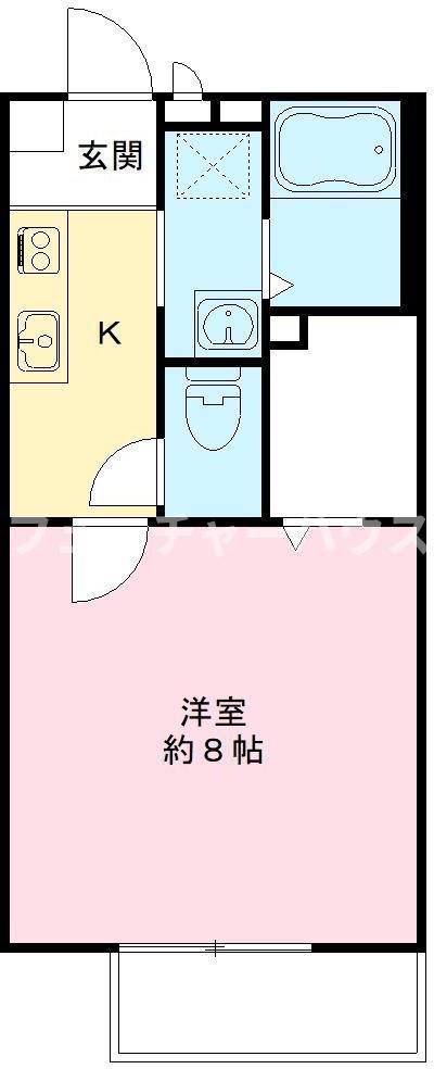 GLITTER NISHIHARA(1K/2階)の間取り写真