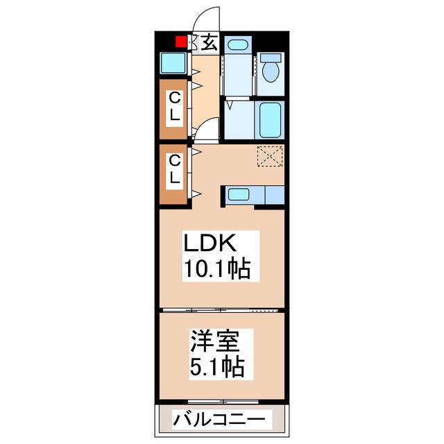 エヴァーグリン水前寺西参番館(1LDK/4階)の間取り写真
