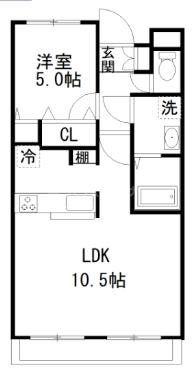リュミエール咲が丘(1LDK/3階)の間取り写真