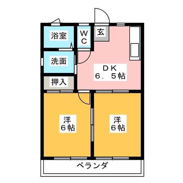 コーポ淀平(2DK/2階)の間取り写真