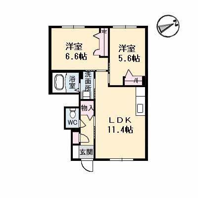 クレスト 壱番館(2LDK/1階)の間取り写真