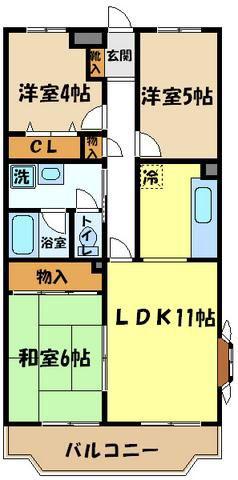 ベルヴィル小金井(3LDK/1階)の間取り写真