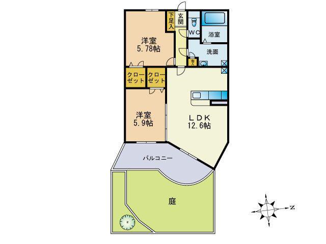 サンコートクボタ(2LDK/1階)の間取り写真
