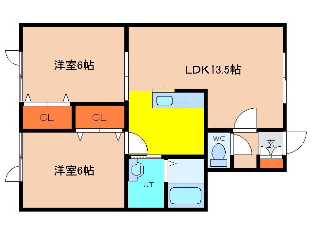 コーポなかのII(2LDK/2階)の間取り写真