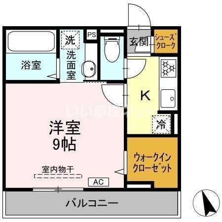 ソレイユ(1K/2階)の間取り写真