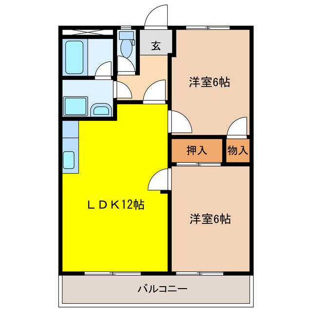ロイヤルハイツ廣瀬159(2LDK/3階)の間取り写真