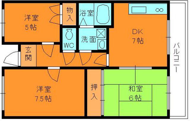 ファミール上田(3DK/1階)の間取り写真