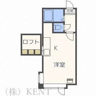 ウィズタウンII(1DK/3階)の間取り写真