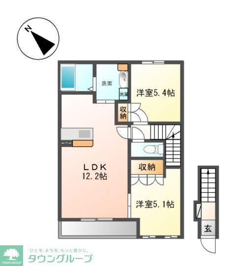 クレセント ムーン(2LDK/2階)の間取り写真