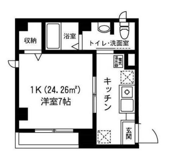 パーシモンみや(1K/1階)の間取り写真