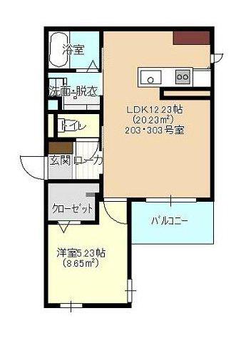 LCREW舟入南(1LDK/2階)の間取り写真