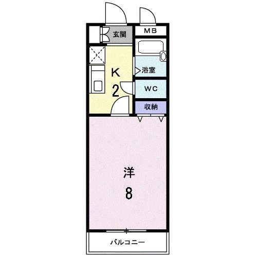 SUN EVER(1K/2階)の間取り写真