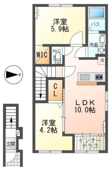 クリアライズ(2LDK/2階)の間取り写真