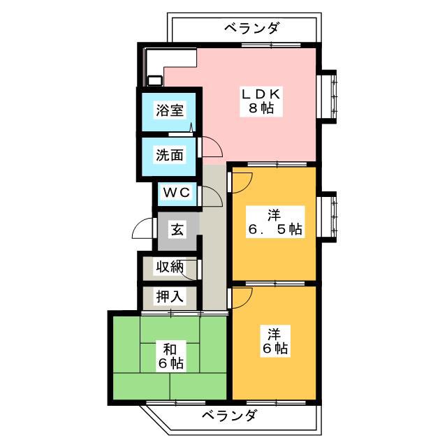 KH南下原マンション(3LDK/3階)の間取り写真