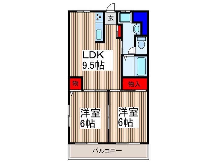 第5昭栄マンション(2LDK/1階)の間取り写真
