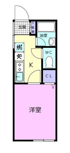 TJ杭ノ瀬II A(1K/1階)の間取り写真