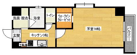 CRESCENT(1K/3階)の間取り写真