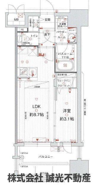 グランフォーレ千早 マークスクエアイーストウィング(1LDK/10階)の間取り写真