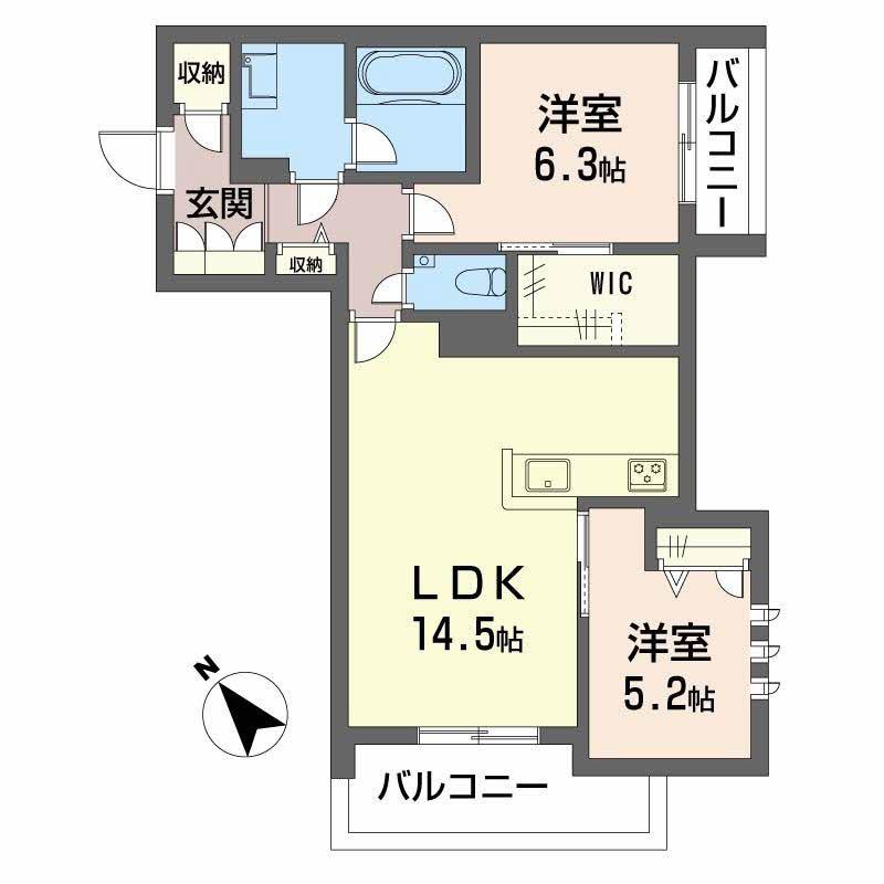 コンフォートH2026(2LDK/2階)の間取り写真