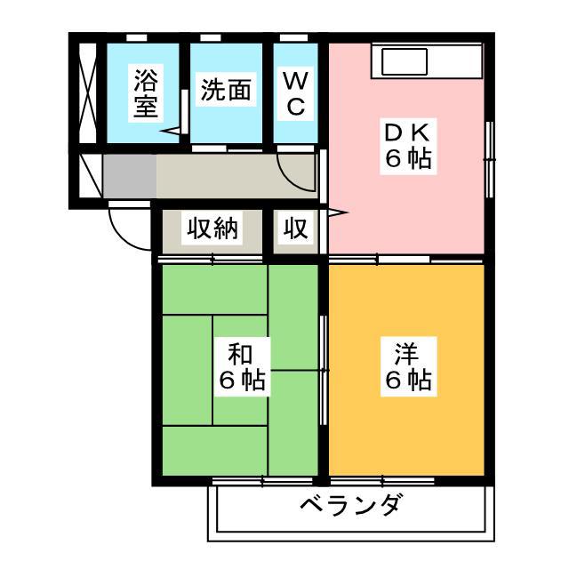 プチ リヴェール東町(2DK/1階)の間取り写真