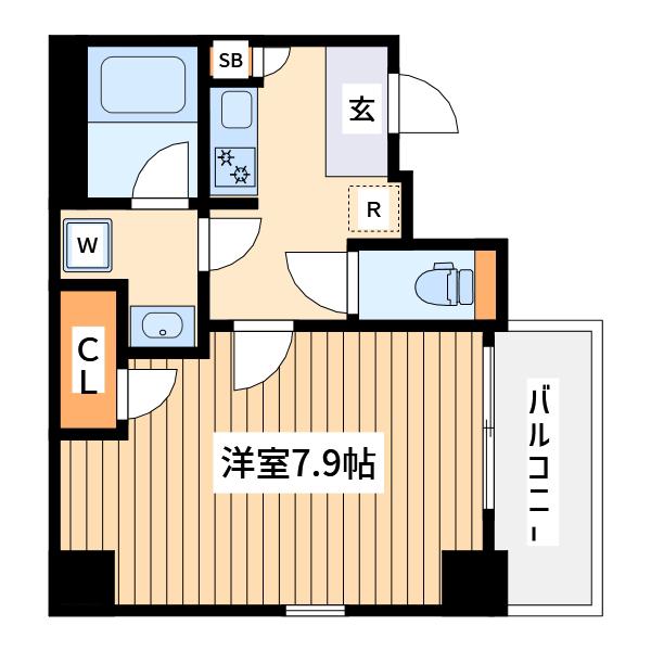 ルミード立川(1K/9階)の間取り写真