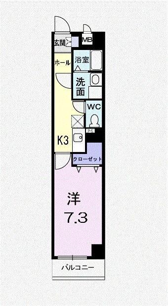 フラン・ソレイユ(1K/3階)の間取り写真