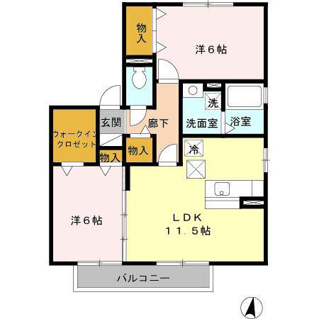パークヒル A(2LDK/1階)の間取り写真