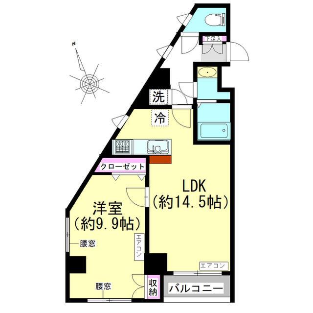 ヒラルス西馬込(1LDK/4階)の間取り写真