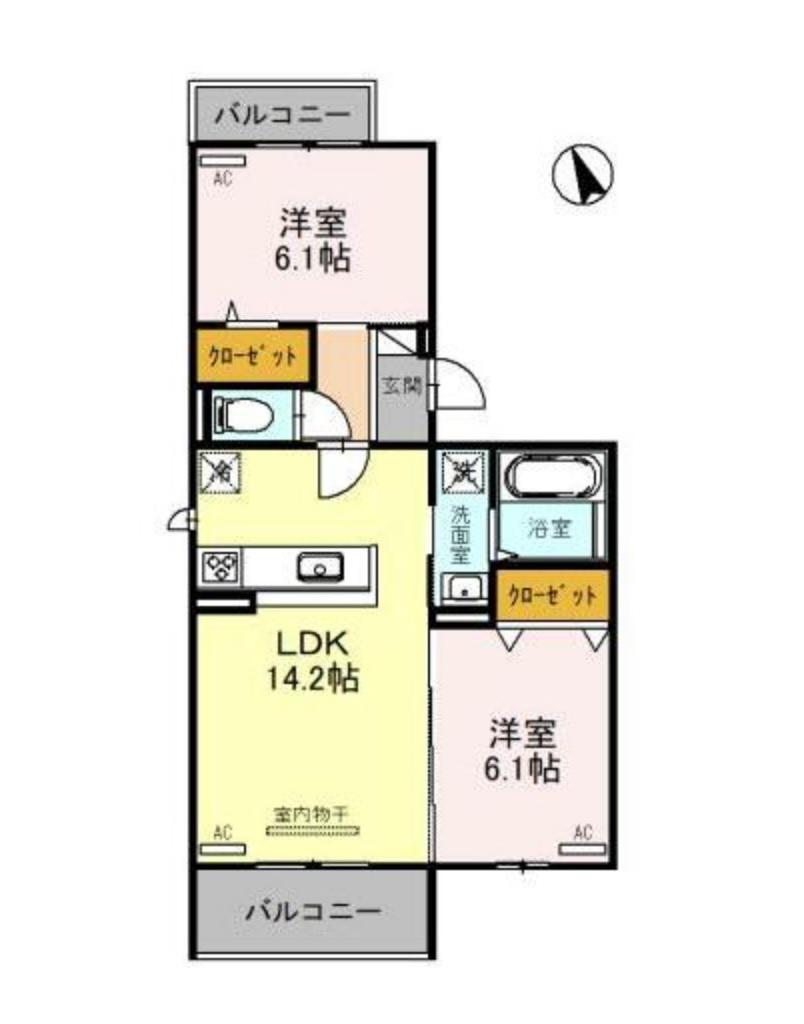ベルフィールド西京極 東棟(2LDK/3階)の間取り写真