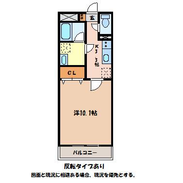 ヴィラ豊科(1K/1階)の間取り写真