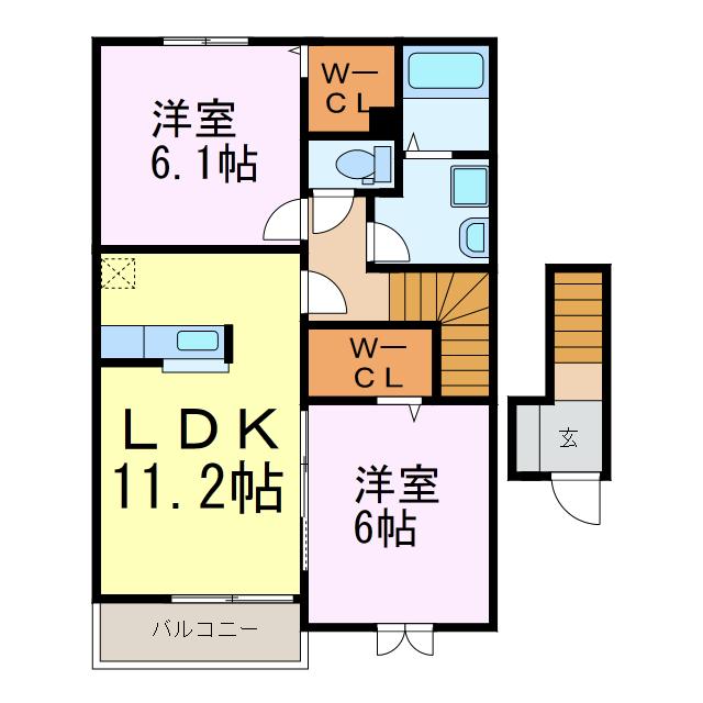 ラッフィナート(2LDK/2階)の間取り写真