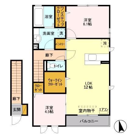 MOMO HOUSE V(2LDK/2階)の間取り写真