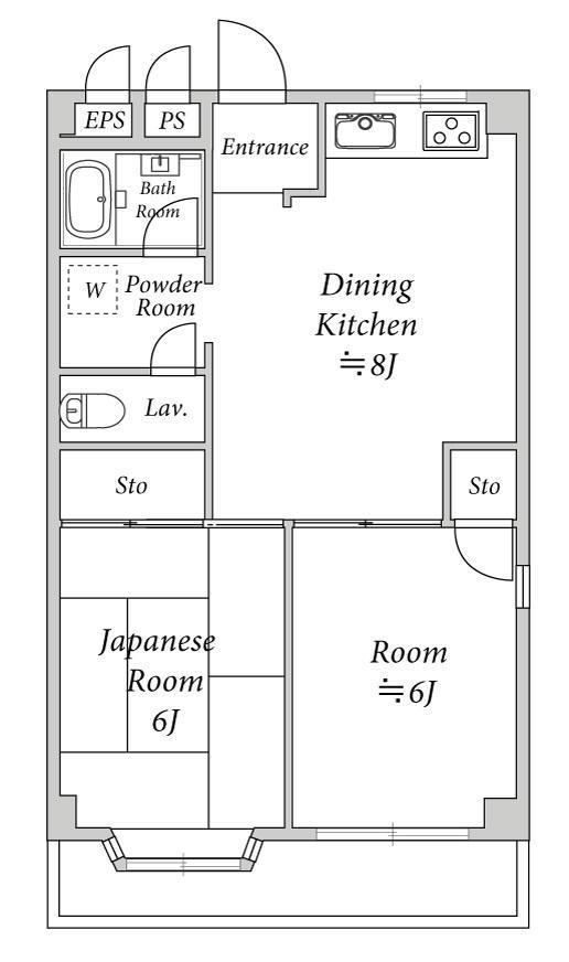 南町永旺ビル(2LDK/2階)の間取り写真